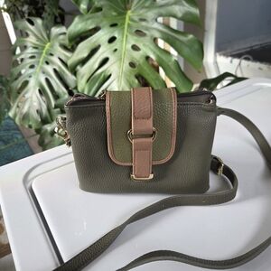 Charming Charlies Olive Green Leather Crossbody Bag